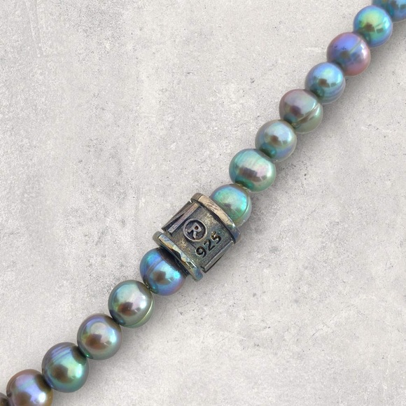 NOV9M®️ 7mm Cultured Peacock Freshwater Pearl Men’s Endless Necklace 24” - Picture 4 of 6